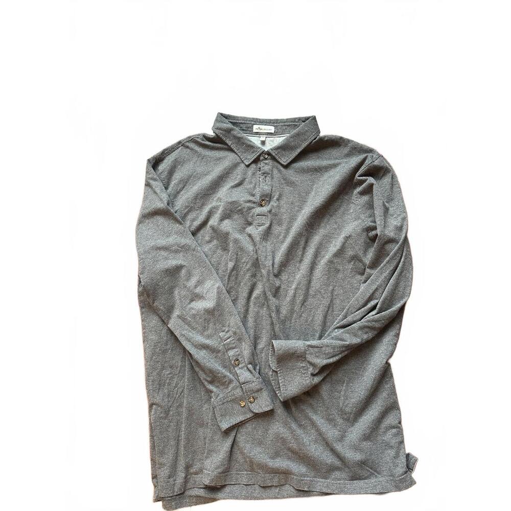 Peter Millar Men's Long Sleeve Polo Shirt Gray XL